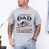 sport grey t-shirt printed with bold text reading Being a Dad Is an Honor Being a Grandpa Is Priceless with a fist bump graphic, grandpa gift t-shirt for fathers day