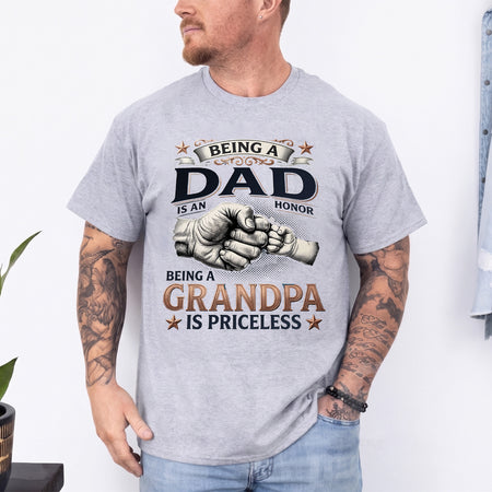 Grandpa Gift T-Shirt for Fathers Day, Dad Honor Grandpa Priceless Tee