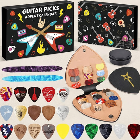 Guitar Picks Advent Calendar, Music Gift Set with Pick Case