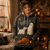 Halloween Dog Mom Quilted Hoodie, Ghost Boop Pumpkin Design