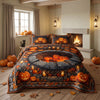 Halloween Pumpkin Quilted Bedding Set, Jack-o-Lantern Glow Quilt