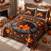 Halloween Pumpkin Quilted Bedding Set, Jack-o-Lantern Glow Quilt