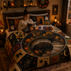 Halloween Quilted Bedding Set, Black Cat Patchwork Quilt