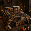 Halloween Quilted Bedding Set, Black Cat Patchwork Quilt