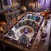 Halloween Quilted Table Runner, Haunted Village Optical Illusion Mat