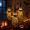 Halloween Witch Hat Hanging Lamp, Star Tassel LED Pendant Light