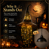 Halloween Witch Hat Hanging Lamp, Star Tassel LED Pendant Light