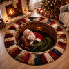 Christmas Round Rug Santa 3D Illusion, Festive Holiday Floor Decor