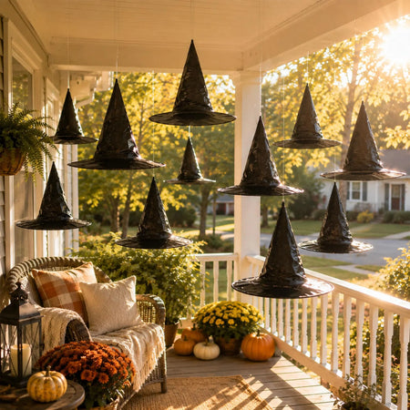 24PCS Hanging Witch Hats Halloween Decor, Floating Ceiling Display
