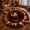 Christmas Round Rug Santa 3D Illusion, Festive Holiday Floor Decor