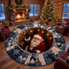 Christmas Round Rug Santa 3D Illusion, Festive Holiday Floor Decor