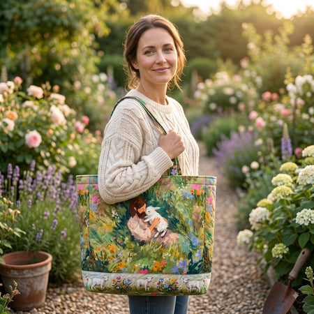 Christian Quilted Tote Bag, Jesus with Lamb Floral Bible Bag