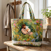 Christian Quilted Tote Bag, Jesus with Lamb Floral Bible Bag