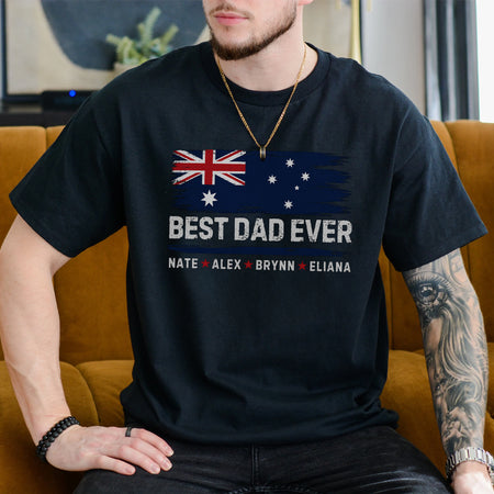 Personalized Best Dad Ever Shirt, Custom Kids Names, Father's Day Tee