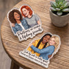 Personalized best friend acrylic magnet featuring a custom semi-realistic photo portrait with friendship quote and custom name