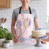 Personalized Birth Flower Apron, Custom Name, Vintage Stripe