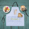 Personalized Birth Flower Apron, Custom Name, Vintage Stripe