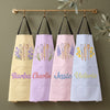 Personalized Birth Flower Apron, Custom Name, Vintage Stripe