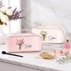 Personalized Birth Flower Makeup Bag with Custom Name, Gift for Her