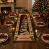 Personalized Christmas Gnome Quilted Table Runner, Custom Name Holiday Dining Decor, Nordic Tomte 3D Staircase Design