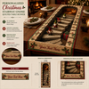 Personalized Christmas Gnome Quilted Table Runner, Custom Name Holiday Dining Decor, Nordic Tomte 3D Staircase Design
