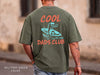 Green unisex t-shirt front and back with personalized cool dads club surf alligator graphic in blue and coral, est. 2026 text