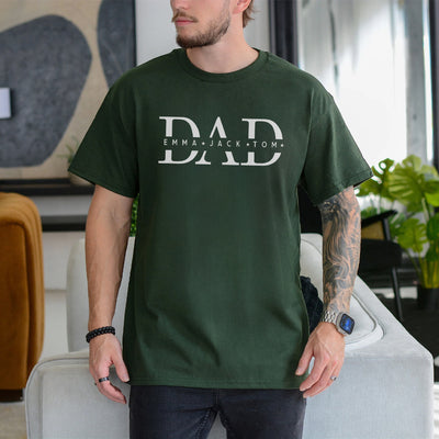 Personalized Dad Shirt With Kids Names, Custom Father Tee