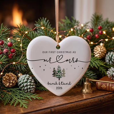 Personalized First Christmas as Mr and Mrs Ornament, Custom Names