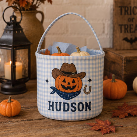 Personalized Halloween Trick or Treat Basket, Custom Name Candy Bucket for Kids