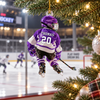Personalized Hockey Player Christmas Ornament, Custom Name & Number Gift