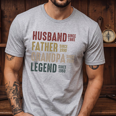 Personalized Husband Father Grandpa Legend Shirt, Custom Year Tee, Funny Father's Day Gift for Dad
