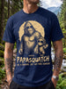 Personalized Papasquatch shirt showing a large Bigfoot in sunglasses with smaller Bigfoot kids and custom names printed below