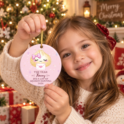 Personalized Squishy Christmas Ornament, Custom Kid Name Dumpling Decor