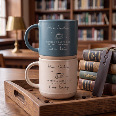 Custom Name Teacher Mug, Personalized Thanks a Latte Gift Idea