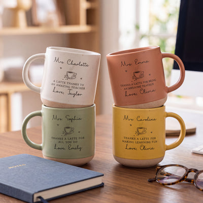 Custom Name Teacher Mug, Personalized Thanks a Latte Gift Idea
