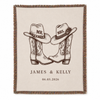 Personalized Western Cowboy Couple Blanket, Custom Names, Tassel Throw, Wedding Gift