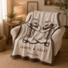 Personalized Western Cowboy Couple Blanket, Custom Names, Tassel Throw, Wedding Gift