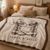 Personalized Western Cowboy Couple Blanket, Custom Names, Tassel Throw, Wedding Gift