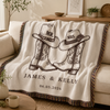 Personalized Western Cowboy Couple Blanket, Custom Names, Tassel Throw, Wedding Gift