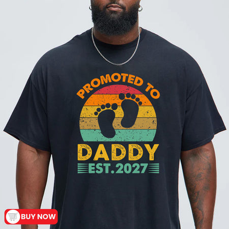 Promoted to Daddy 2027 T-Shirt, Retro New Dad Gift Tee