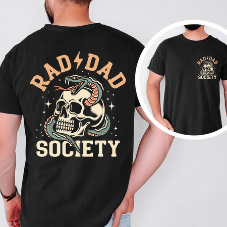 Rad Dad Society Shirt, Cool Father Skull Snake Tee, Dad Gift