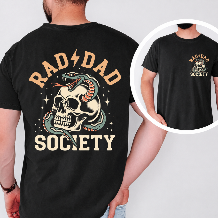 Rad Dad Society Shirt, Cool Father Skull Snake Tee, Dad Gift