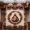 Sacred Heart of Jesus Quilt Set, Cardinal Christmas Bedding
