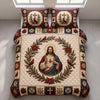 Sacred Heart of Jesus Quilt Set, Cardinal Christmas Bedding