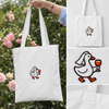 Silly Goose Bride Walking With Wine - Embroidered Tote Bag