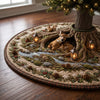 Woodland Christmas Tree Skirt, Quilted Forest Deer Scene