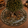 Woodland Christmas Tree Skirt, Quilted Forest Deer Scene