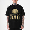 BLACK unisex t-shirt with a vintage-style baseball cap graphic and 'World's Best Dad' text in retro olive lettering